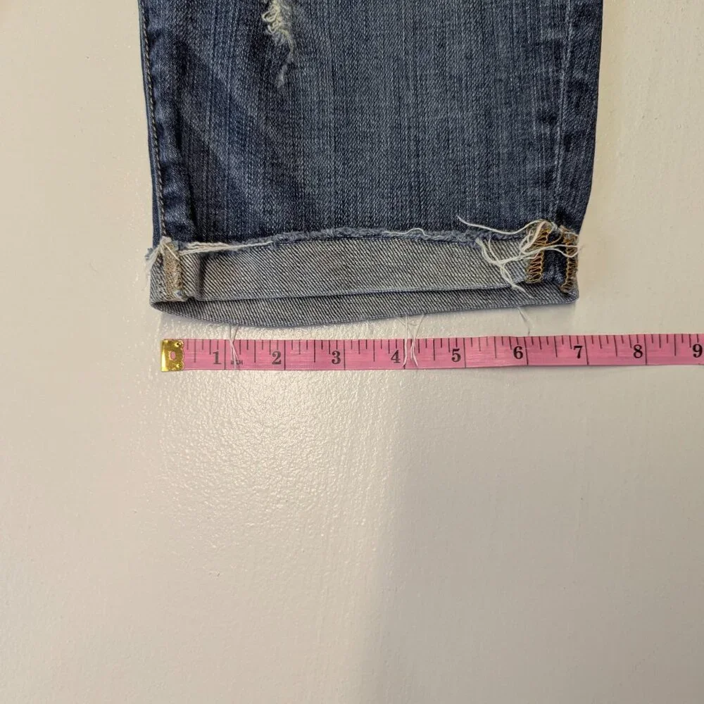 Abercrombie & Fitch Long Denim Distressed Shorts Cuffed Size 25 Low Rise